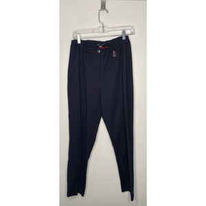 Tommy Hilfiger Women’s Size 14 Navy Pleated Dress Pants Elastic Waist Slim Fit